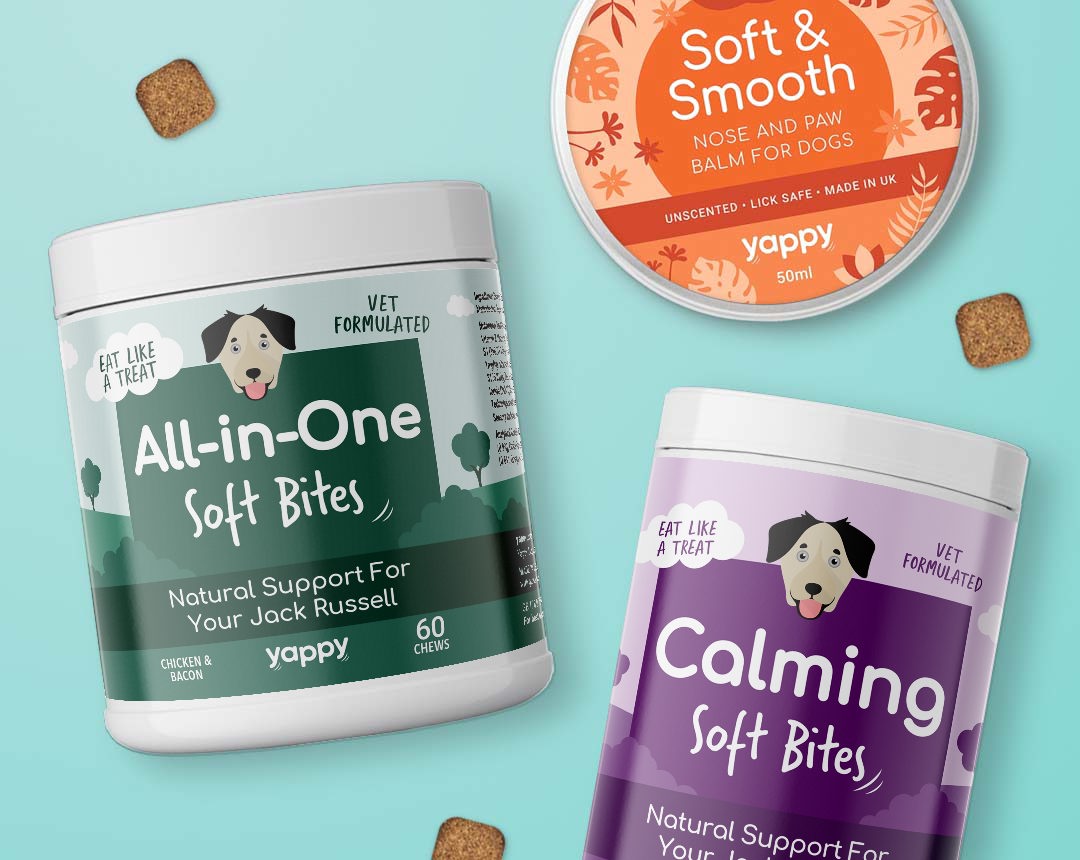 Range of personalised supplements and nose balm for dogs